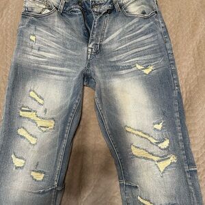 Men's Relaxed Fit Distressed Blue Jeans